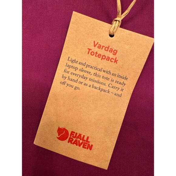 Fjallraven Vardag Totebag Royal Purple NWT $75 Backpack Handles Zip - Picture 6 of 9